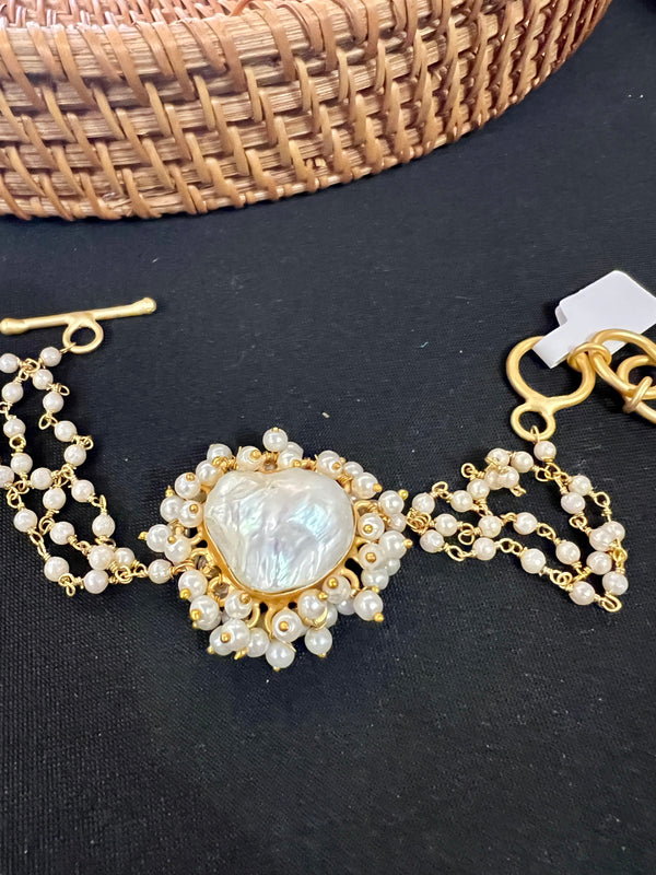 Handmade Bracelet Baroque Stone and Pearl Bracelet for Women | Indian Jewelry | Bracelet for Gift | Lightweight Bracelet | Gift for Her