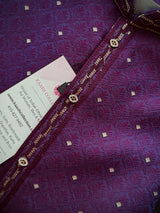 Purple Eggplant Color Men Kurta Pajama | Self Design embroidery Style with Zari Weave buttis | Mens Ethnic Wear | Wedding Wear for Men