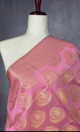 Baby Pink Banarasi with Diya Buttas dupatta in soft silk (non-pure) with big diya buttas with gold zari — Kaash Collection
