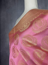Baby Pink Banarasi with Diya Buttas dupatta in soft silk (non-pure) with big diya buttas with gold zari — Kaash Collection