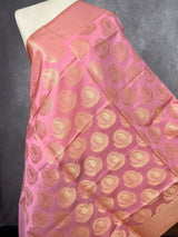 Baby Pink Banarasi with Diya Buttas dupatta in soft silk (non-pure) with big diya buttas with gold zari — Kaash Collection
