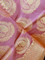 Baby Pink Banarasi with Diya Buttas dupatta in soft silk (non-pure) with big diya buttas with gold zari — Kaash Collection