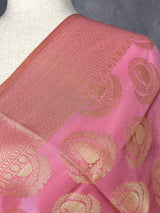 Baby Pink Banarasi with Diya Buttas dupatta in soft silk (non-pure) with big diya buttas with gold zari — Kaash Collection
