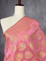 Baby Pink Banarasi with Diya Buttas dupatta in soft silk (non-pure) with big diya buttas with gold zari — Kaash Collection