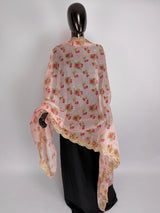 Baby Pink soft organza dupatta with embroidery, sequin, zari & floral prints — Kaash Collection