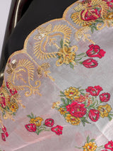 Baby Pink soft organza dupatta with embroidery, sequin, zari & floral prints — Kaash Collection