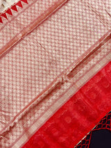 Beige and Red Semi Banarasi Silk Saree - Handmade Soft Silk Sarees - Banarasi Saree- Sarees in USA - Festive and Party Wear Saree - Saree for Gift - Kaash