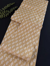Beige men's kurta pajama in pure cotton with small gold parsley buttis on cotton — Kaash Collection