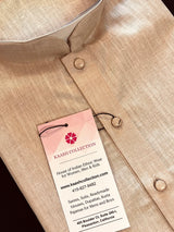 Beige men's kurta pajama in pure cotton silk with premium cotton silk with fancy buttons — Kaash Collection