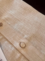 Beige men's kurta pajama in pure cotton silk with premium cotton silk with fancy buttons — Kaash Collection