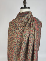 Beige pure pashmina Kashmiri shawl with kani weave, floral motifs — Kaash Collection