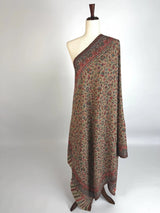 Beige pure pashmina Kashmiri shawl with kani weave, floral motifs — Kaash Collection