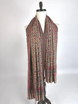 Beige pure pashmina Kashmiri shawl with kani weave, floral motifs — Kaash Collection