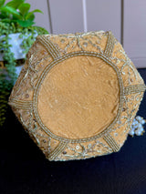 Beige Color Velvet Wedding Potli Bag | Handmade Embellished Stone and Pearl | Desi Indian Pakistani Wedding Purse | Evening Party Purse - Kaash