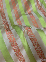 Beige Gold with Copper & Lime Banarasi saree in banarasi mashru tanchoi with mashru tanchoi with jamawar border & pallu — Kaash Collection