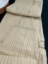 Beige Gold men's kurta pajama in butter silk (non-pure) with multi-pastel stripes with embroidery — Kaash Collection