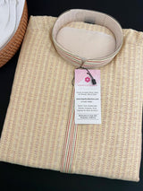 Beige Gold men's kurta pajama in butter silk (non-pure) with multi-pastel stripes with embroidery — Kaash Collection