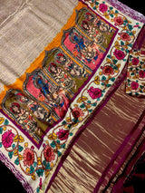 Beige Gold Silk Saree – Bandhej bandhani and with Floral Print Saree - Kaash