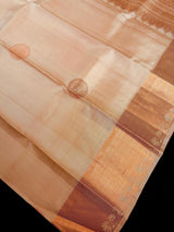 Beige pure kanjivaram silk saree with copper zari weave — Kaash Collection
