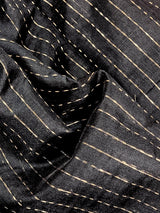 Black and Purple Pure Tussar Silk Saree with Ranidrop zari weave - Kaash