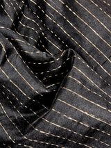 Black and Purple Pure Tussar Silk Saree with Ranidrop zari weave | Temple Borders | Wide Border | SILK MARK CERTIFIED - Kaash