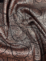 Black Color Banarasi Cotton Silk Saree with Antique Zari Weave | Handmade Saree | Saree in USA | Black Color Saree | Banarasi Saree - Kaash
