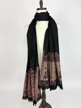 Black wool (kashmiri lohi) Kashmiri shawl with mughal-inspired motifs — Kaash Collection