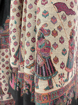 Black wool (kashmiri lohi) Kashmiri shawl with mughal-inspired motifs — Kaash Collection