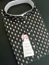 Black men's kurta pajama in pure cotton with small gold buttis on cotton — Kaash Collection