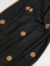 Black pure pashmina Kashmiri shawl with fine kashmiri needlework — Kaash Collection