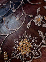 Black soft net dupatta with heavy embroidery, pearl & zari — Kaash Collection