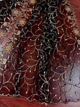 Black soft net dupatta with heavy embroidery, pearl & zari — Kaash Collection