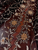 Black soft net dupatta with heavy embroidery, pearl & zari — Kaash Collection