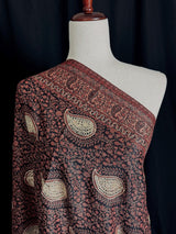Black soft pashmina Kashmiri shawl with resham aari embroidery, paisley design — Kaash Collection