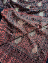 Black soft pashmina Kashmiri shawl with resham aari embroidery, paisley design — Kaash Collection