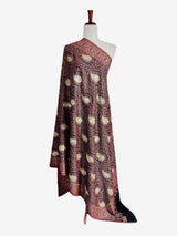 Black soft pashmina Kashmiri shawl with resham aari embroidery, paisley design — Kaash Collection