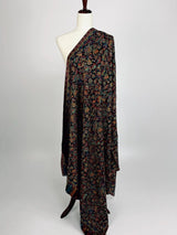 Black viscose blend wool Kashmiri shawl with chinar leaves pattern with parsley design — Kaash Collection