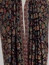 Black viscose blend wool Kashmiri shawl with chinar leaves pattern with parsley design — Kaash Collection