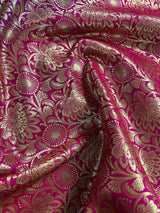 Black with Hot Pink & Green Banarasi saree in banarasi silk with 8.5" wide satin patta border in hot pink & green — Kaash Collection