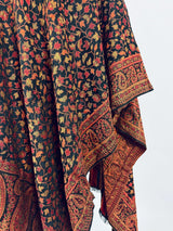 Black viscose blend wool Kashmiri shawl with chinar leaves pattern — Kaash Collection