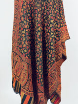 Black viscose blend wool Kashmiri shawl with chinar leaves pattern — Kaash Collection
