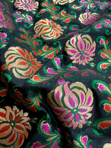 Black Floral Dupatta with Meenakari Weave Jaal - Banarasi Silk Dupatta - Grand Borders - Floral Dupatta - Benarasi Dupatta - Gift For Her - Kaash