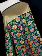 Black Floral Dupatta with Meenakari Weave Jaal - Banarasi Silk Dupatta - Grand Borders - Floral Dupatta - Benarasi Dupatta - Gift For Her - Kaash