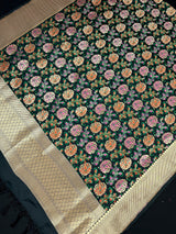 Black Floral Dupatta with Meenakari Weave Jaal - Banarasi Silk Dupatta - Grand Borders - Floral Dupatta - Benarasi Dupatta - Gift For Her - Kaash