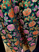 Black Floral Dupatta with Meenakari Weave Jaal - Banarasi Silk Dupatta - Grand Borders - Floral Dupatta - Benarasi Dupatta - Gift For Her - Kaash