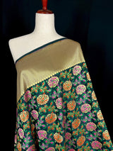 Black Floral Dupatta with Meenakari Weave Jaal - Banarasi Silk Dupatta - Grand Borders - Floral Dupatta - Benarasi Dupatta - Gift For Her - Kaash