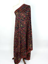 Black Kashmiri Shawl, Viscose-Wool Blend, Soft Wrap - Kaash