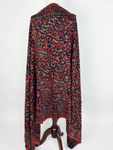 Black Kashmiri Shawl, Viscose-Wool Blend, Soft Wrap - Kaash