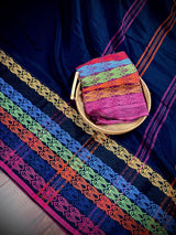 Black Khaadi Cotton with Multi Color Fish Motifs on the Borders - Kaash