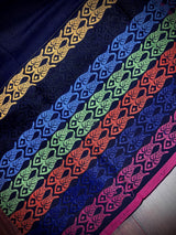 Black Khaadi Cotton with Multi Color Fish Motifs on the Borders | Authentic Handloom Saree | Bengal Sarees | Light Weight Summer Saree - Kaash